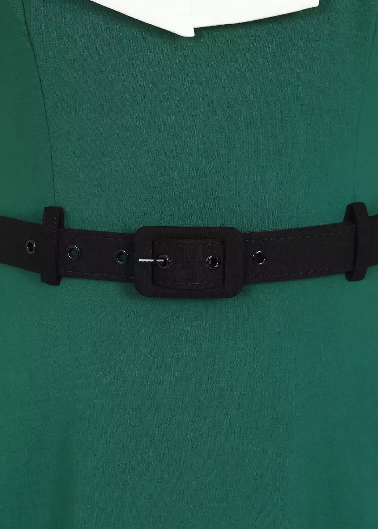 New In Collectif Sadie 50's Swing Dress Green 6 New In Collectif Sadie 50's Swing Dress Green