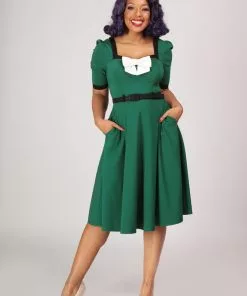 New In Collectif Sadie 50's Swing Dress Green 9 New In Collectif Sadie 50's Swing Dress Green