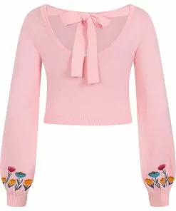 Collectif Rosy Bow Back 40's Jumper Pink