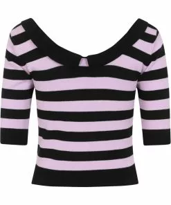 New In Collectif Babette Striped 40's Jumper Black Lila 10 New In Collectif Babette Striped 40's Jumper Black Lila