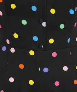 Collectif Thelma Rainbow Polka Dot 70's Jumpsuit Black