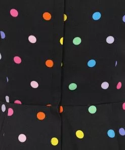 Collectif Thelma Rainbow Polka Dot 70's Jumpsuit Black