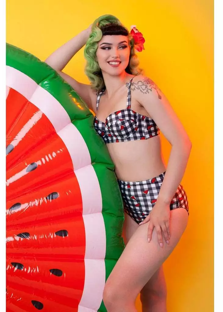 Collectif X Playful Promises Watermelon Gingham 50's Bikini Top New In 4 Collectif X Playful Promises Watermelon Gingham 50's Bikini Top New In