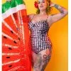Collectif X Playful Promises Watermelon Gingham 50's One Piece Multi New In 2 Collectif X Playful Promises Watermelon Gingham 50's One Piece Multi New In