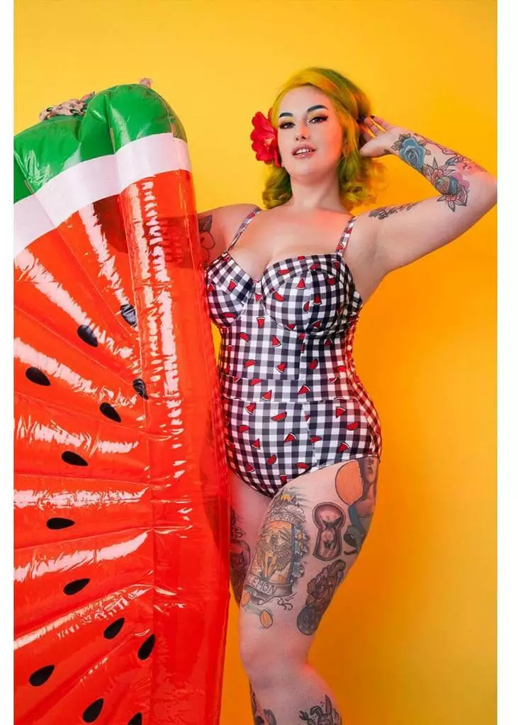 Collectif X Playful Promises Watermelon Gingham 50's One Piece Multi New In 3 Collectif X Playful Promises Watermelon Gingham 50's One Piece Multi New In
