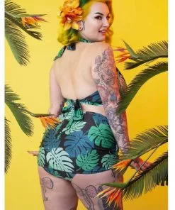 Collectif X Playful Promises Green Palm 50's Bikini Top Multi Colour New In 10 Collectif X Playful Promises Green Palm 50's Bikini Top Multi Colour New In