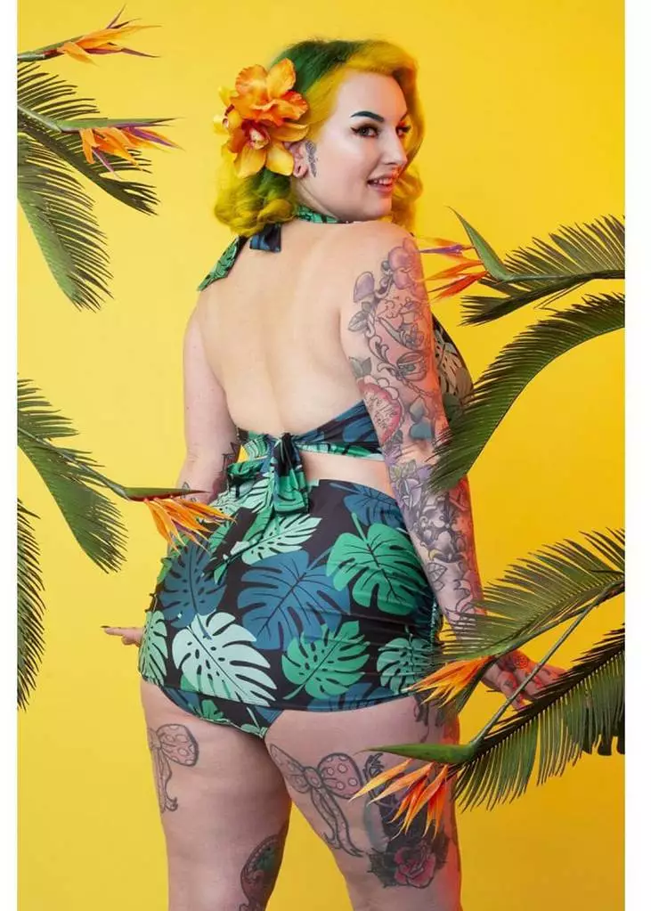 Collectif X Playful Promises Green Palm 50's Bikini Top Multi Colour New In 6 Collectif X Playful Promises Green Palm 50's Bikini Top Multi Colour New In