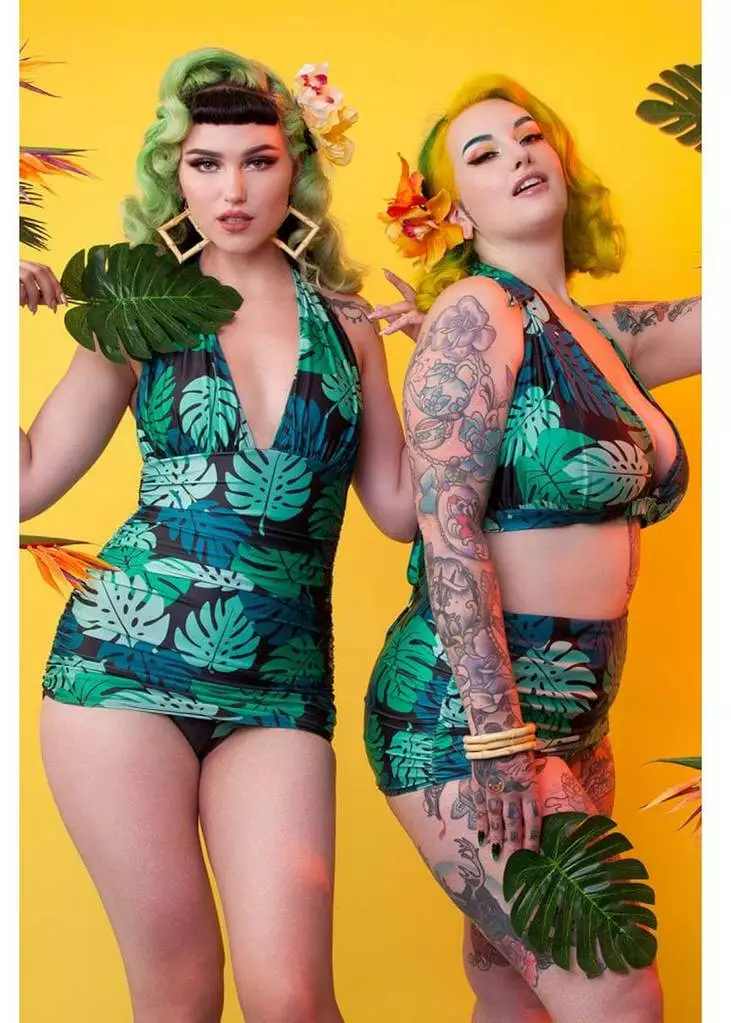 Collectif X Playful Promises Green Palm 50's Bikini Top Multi Colour New In 7 Collectif X Playful Promises Green Palm 50's Bikini Top Multi Colour New In