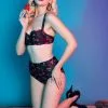 Collectif X Playful Promises Cherry Love 50's Bikini Top Black New In