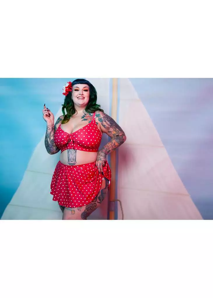 Collectif X Playful Promises Polkadot Knot 50's Bikini Top Red New In 5 Collectif X Playful Promises Polkadot Knot 50's Bikini Top Red New In