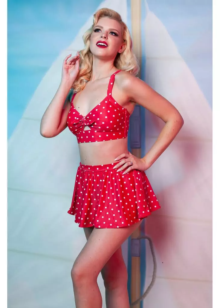 Collectif X Playful Promises Polkadot Knot 50's Bikini Top Red New In 4 Collectif X Playful Promises Polkadot Knot 50's Bikini Top Red New In
