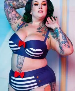 Collectif X Playful Promises Nautical 50's Bikini Top Multicolour New In