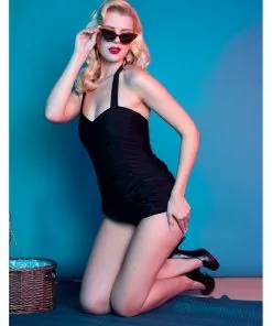 Collectif X Playful Promises High Shine 50's Swimsuit Black New In