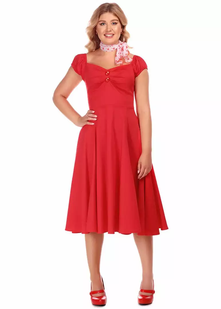Collectif Dolores Classic 50's Swing Dress Red New In 5 Collectif Dolores Classic 50's Swing Dress Red New In