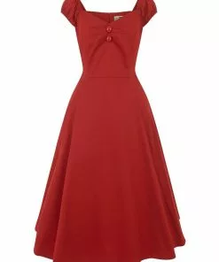 Collectif Dolores Classic 50's Swing Dress Red New In