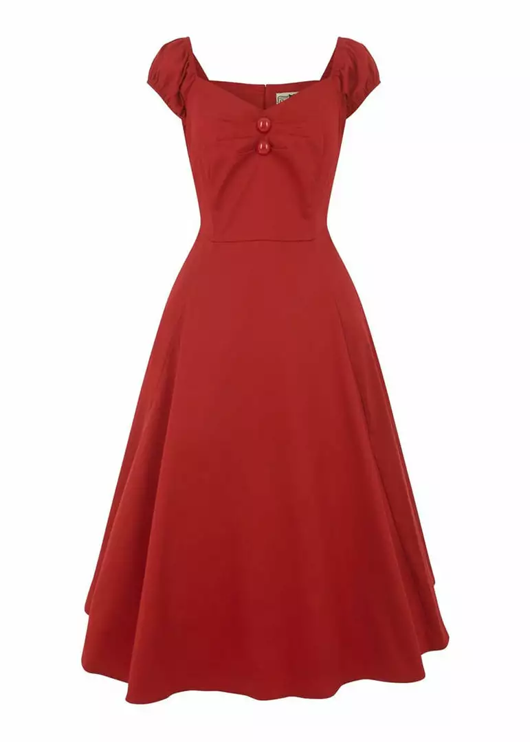 Collectif Dolores Classic 50's Swing Dress Red New In 4 Collectif Dolores Classic 50's Swing Dress Red New In