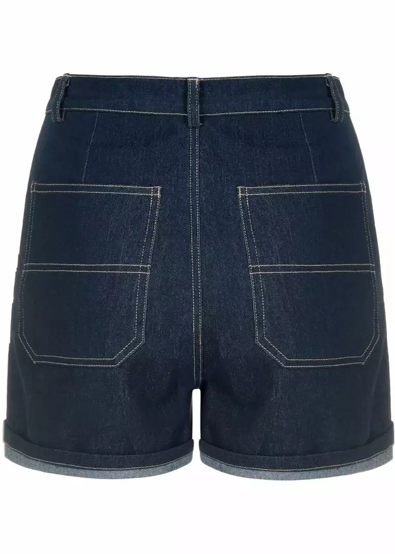 Collectif Lily 50's Shorts Denim Navy 4 Collectif Lily 50's Shorts Denim Navy