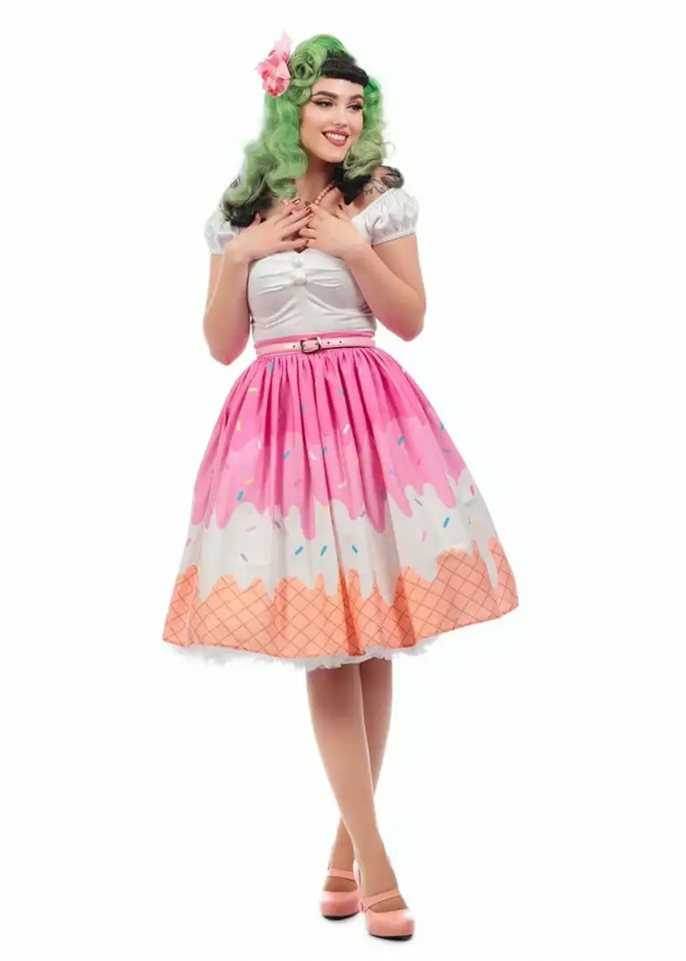Collectif Jasmine Ice Cream 50's Swing Skirt Pink 7 Collectif Jasmine Ice Cream 50's Swing Skirt Pink