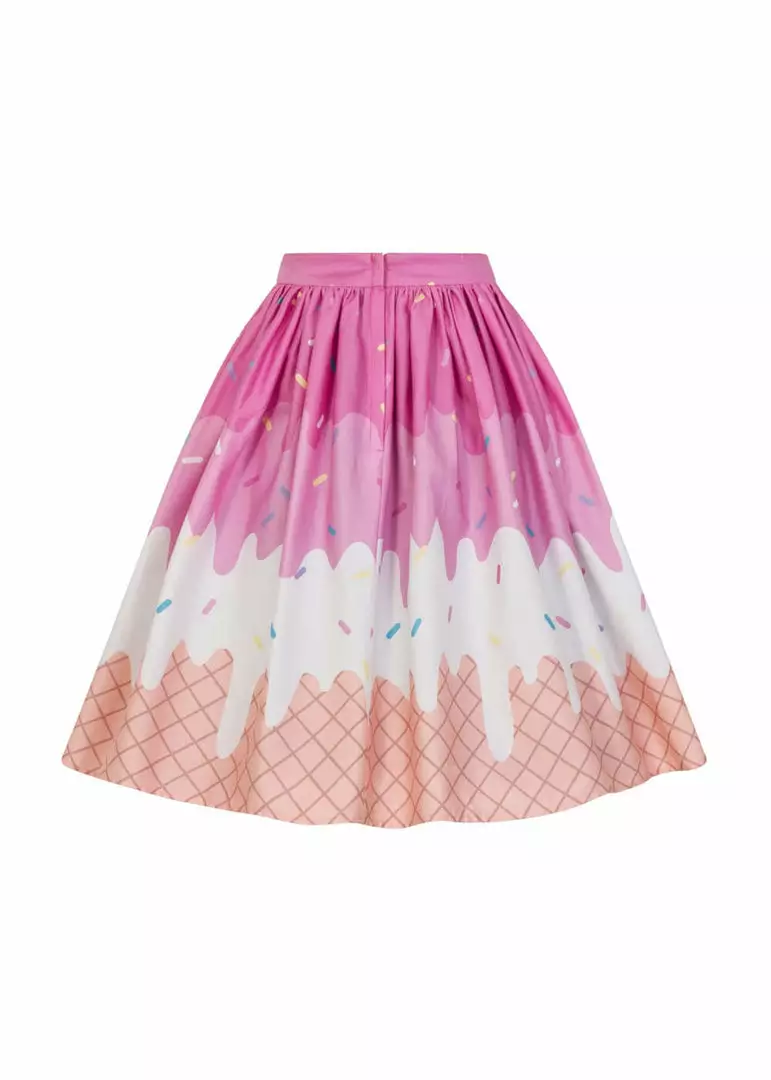 Collectif Jasmine Ice Cream 50's Swing Skirt Pink 5 Collectif Jasmine Ice Cream 50's Swing Skirt Pink