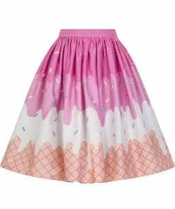 Collectif Jasmine Ice Cream 50's Swing Skirt Pink