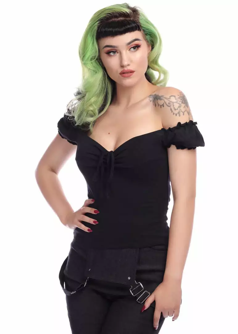 Collectif Sasha T-Shirt Black New In 3 Collectif Sasha T-Shirt Black New In