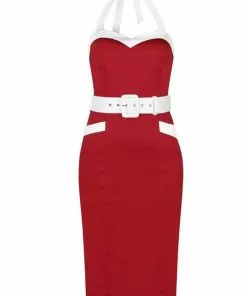 Collectif Georgie Nautical 50's Pencil Dress Red