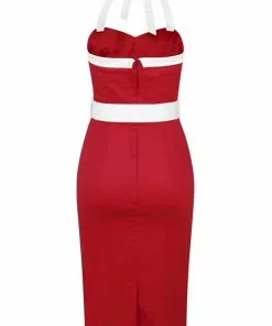 Collectif Georgie Nautical 50's Pencil Dress Red