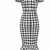 Collectif Sasha Vintage Gingham 50's Fishtail Dress Black 2 Collectif Sasha Vintage Gingham 50's Fishtail Dress Black