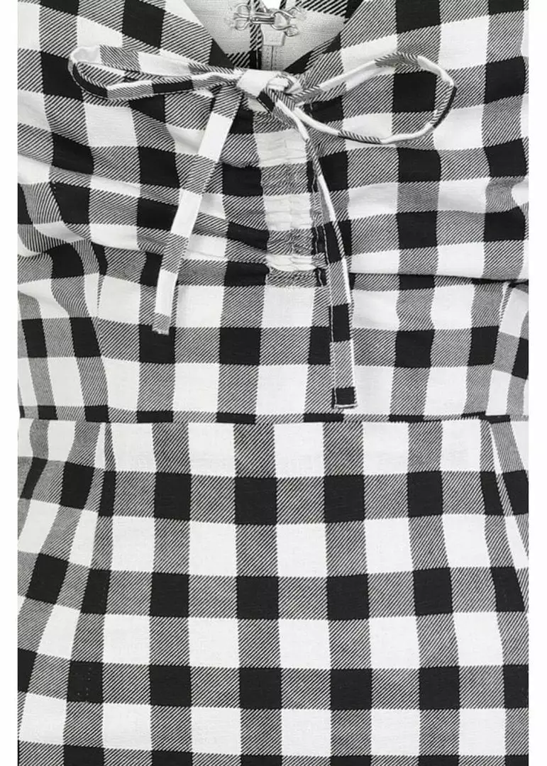 Collectif Sasha Vintage Gingham 50's Fishtail Dress Black 5 Collectif Sasha Vintage Gingham 50's Fishtail Dress Black