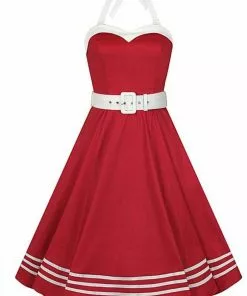 Collectif Georgie Nautical 50's Swing Dress Red
