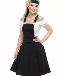 Collectif Kayden Braces 50's Swing Dress Black New In