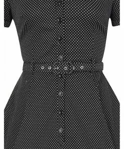 Collectif Caterina Mini Polkadot 40's Swing Dress Black New In 10 Collectif Caterina Mini Polkadot 40's Swing Dress Black New In