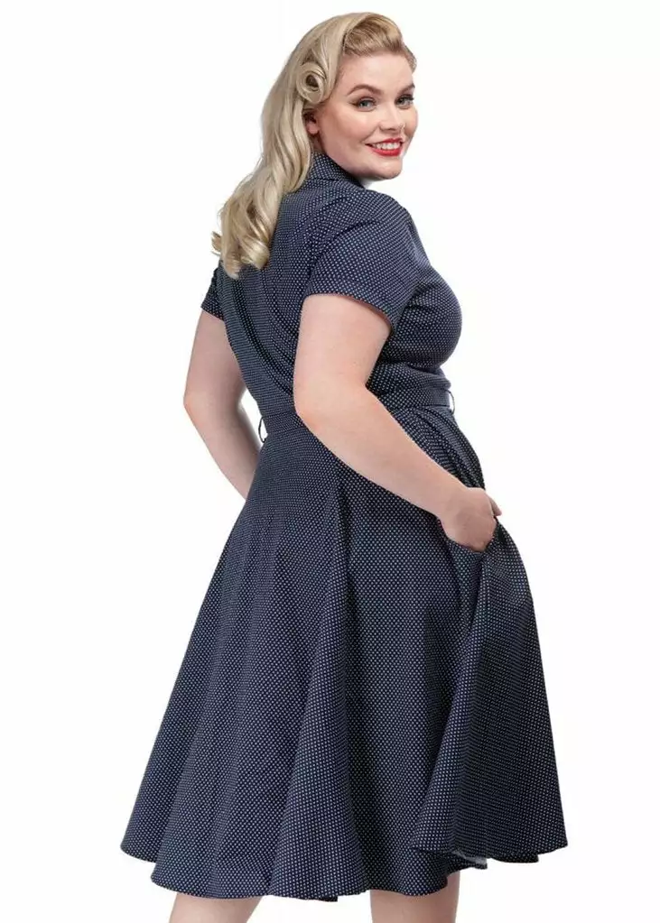 Collectif Caterina Polkadot 50's Swing Dress Navy 7 Collectif Caterina Polkadot 50's Swing Dress Navy