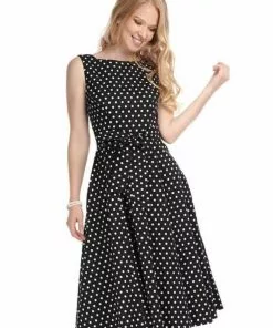 New In Collectif Frances Polkadot 50's Swing Dress Black