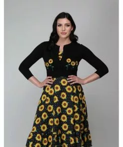 Collectif Abigail Sunflower 40's Cardigan Black 16 Collectif Abigail Sunflower 40's Cardigan Black