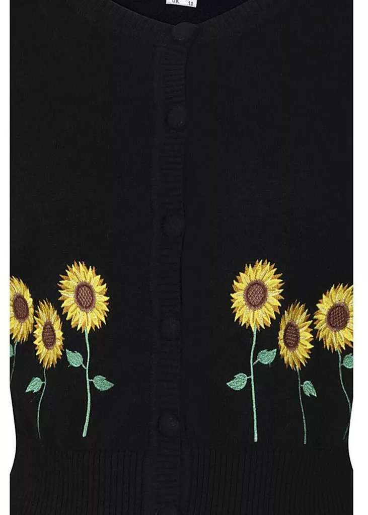 Collectif Abigail Sunflower 40's Cardigan Black 5 Collectif Abigail Sunflower 40's Cardigan Black