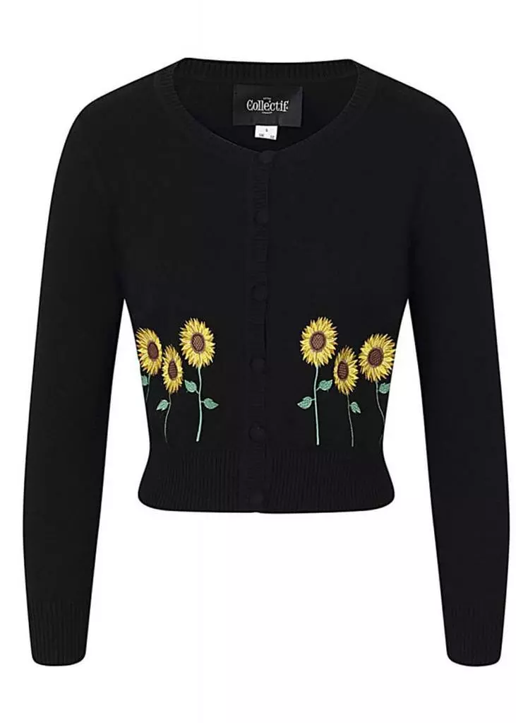 Collectif Abigail Sunflower 40's Cardigan Black 3 Collectif Abigail Sunflower 40's Cardigan Black