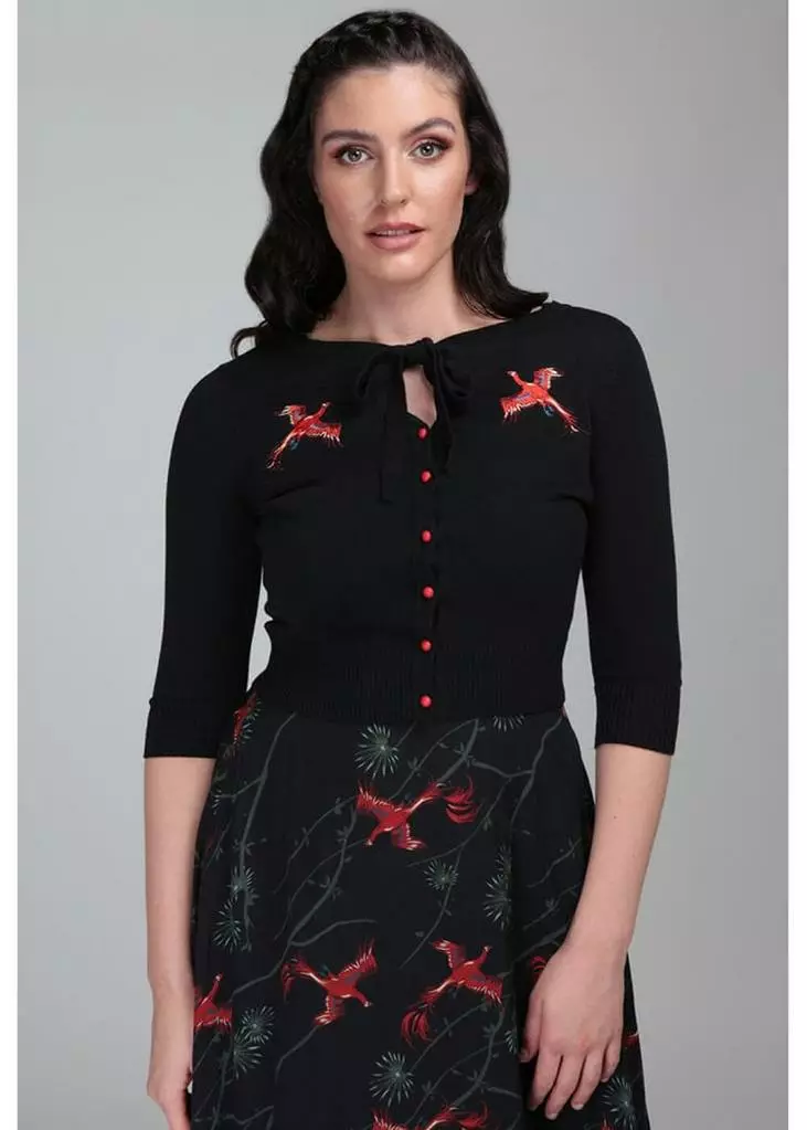 Collectif Charlene Phoenix 50's Cardigan Black 5 Collectif Charlene Phoenix 50's Cardigan Black