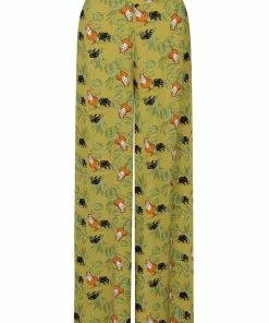 Collectif Alizee Pantherology 70's Trousers Green