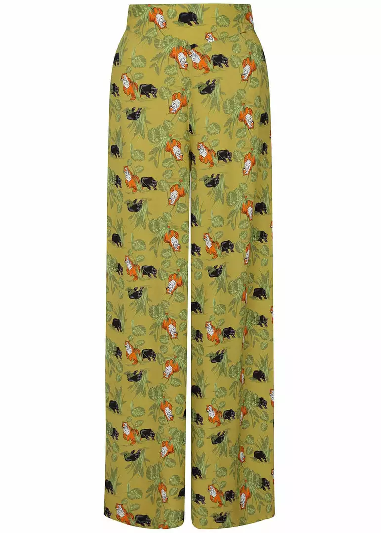 Collectif Alizee Pantherology 70's Trousers Green 3 Collectif Alizee Pantherology 70's Trousers Green