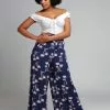 New In Collectif Alizee Palm Beach 70's Trousers Navy