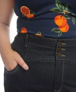 Collectif Rebel Kate Wide Leg 50's Jeans Navy Blue 12 Collectif Rebel Kate Wide Leg 50's Jeans Navy Blue