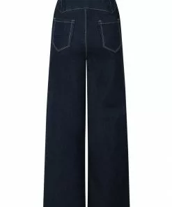 Collectif Rebel Kate Wide Leg 50's Jeans Navy Blue 14 Collectif Rebel Kate Wide Leg 50's Jeans Navy Blue