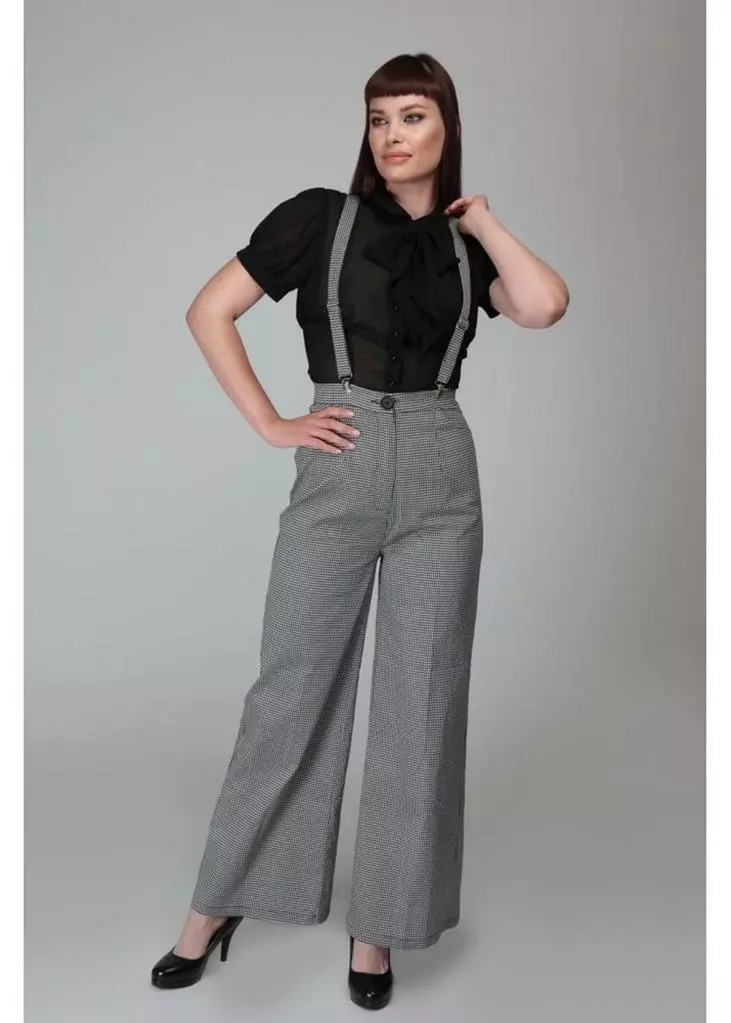 Collectif Glinda Houndstooth 40's Trousers Black White New In 4 Collectif Glinda Houndstooth 40's Trousers Black White New In