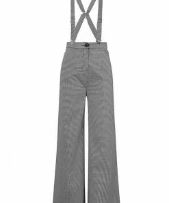 Collectif Glinda Houndstooth 40's Trousers Black White New In