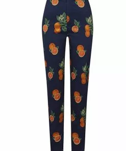 New In Collectif Maddie Oranges 50's Trousers Navy