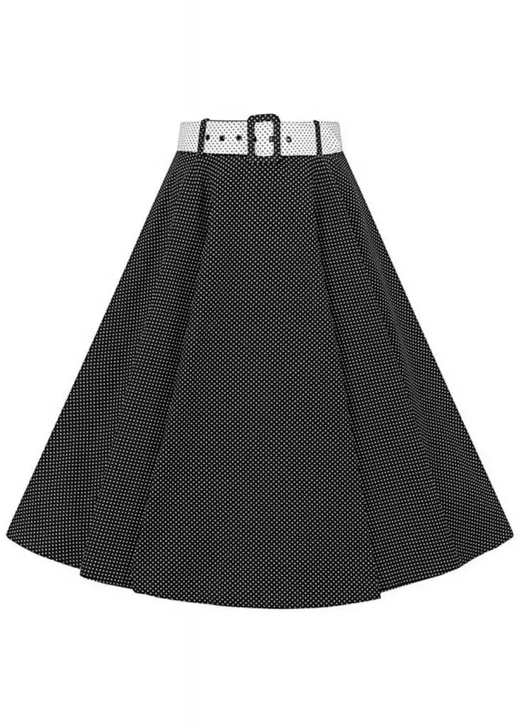Collectif Clair Mini Polkadot 50's Swing Skirt Black White 3 Collectif Clair Mini Polkadot 50's Swing Skirt Black White