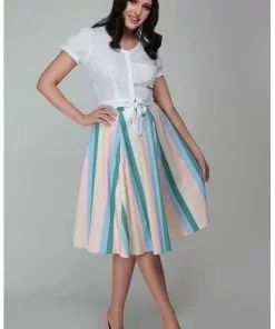 New In Collectif Matilde Teacup Stripe 50's Skirt Multi