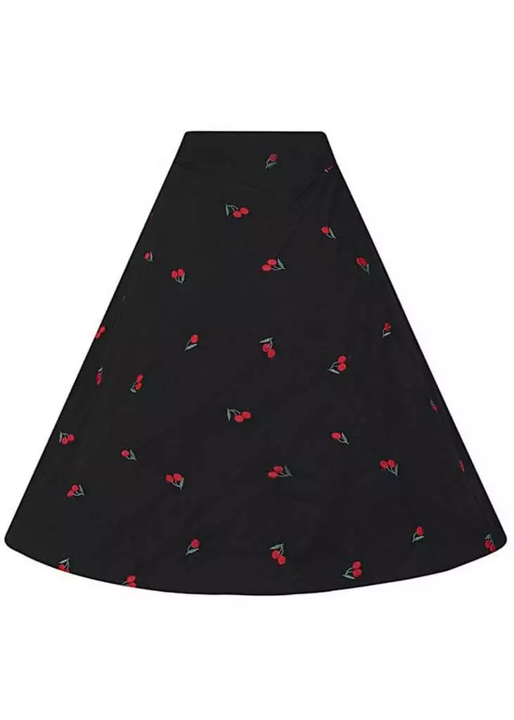 New In Collectif Ornella Mini Cherries 40's Skirt Black 3 New In Collectif Ornella Mini Cherries 40's Skirt Black