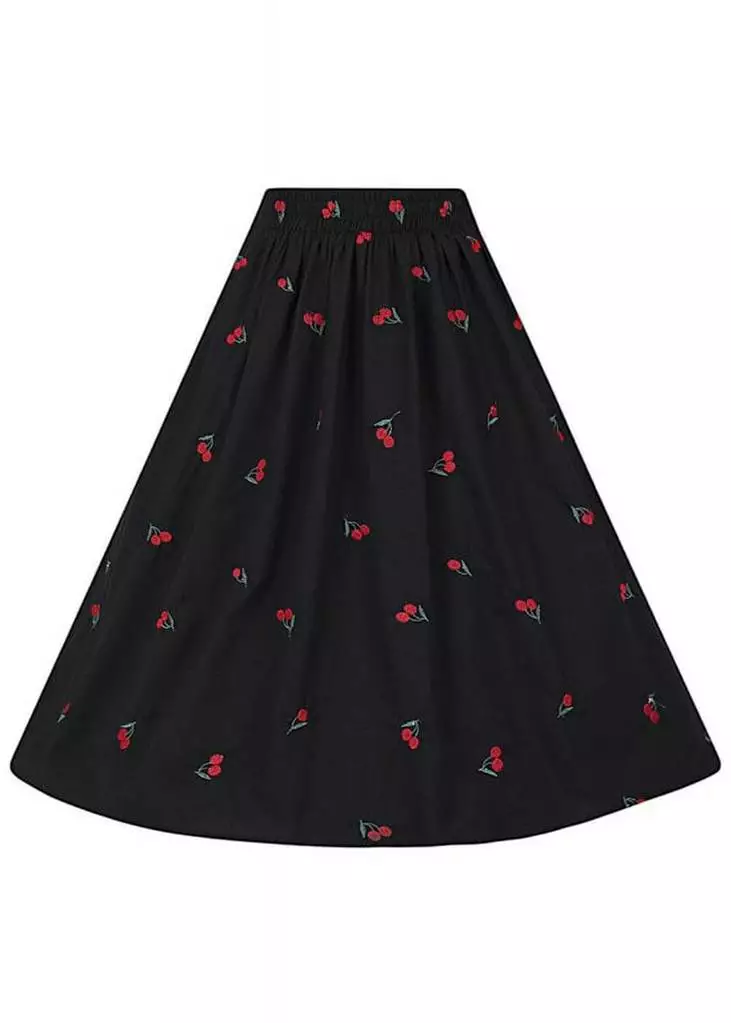 New In Collectif Ornella Mini Cherries 40's Skirt Black 6 New In Collectif Ornella Mini Cherries 40's Skirt Black